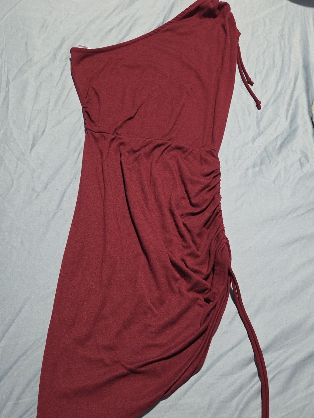 Lulu's One-Shoulder Ruched Midi Dress - Wine